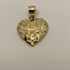 10K SOLID GOLD NUGGET HEART CHARM PENDANT APPROXIMATELY 0.75”/19.05 mm 1.8 GRAMS